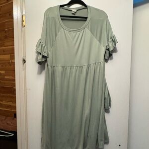 Sage Green Ruffle Sleeve Dress